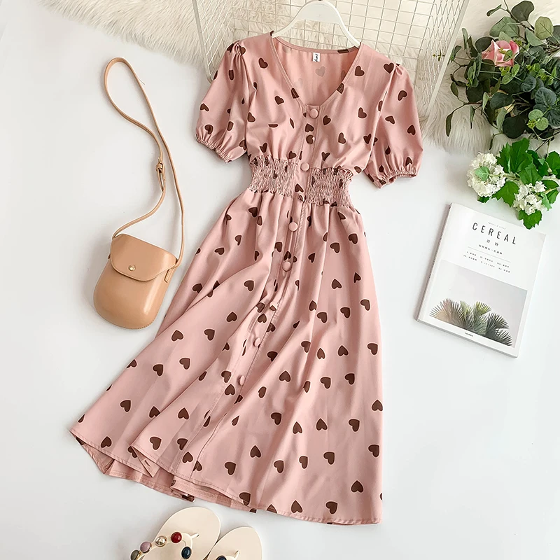 Женское летнее платье в стиле ретро v образный вырез короткий рукав с одной
