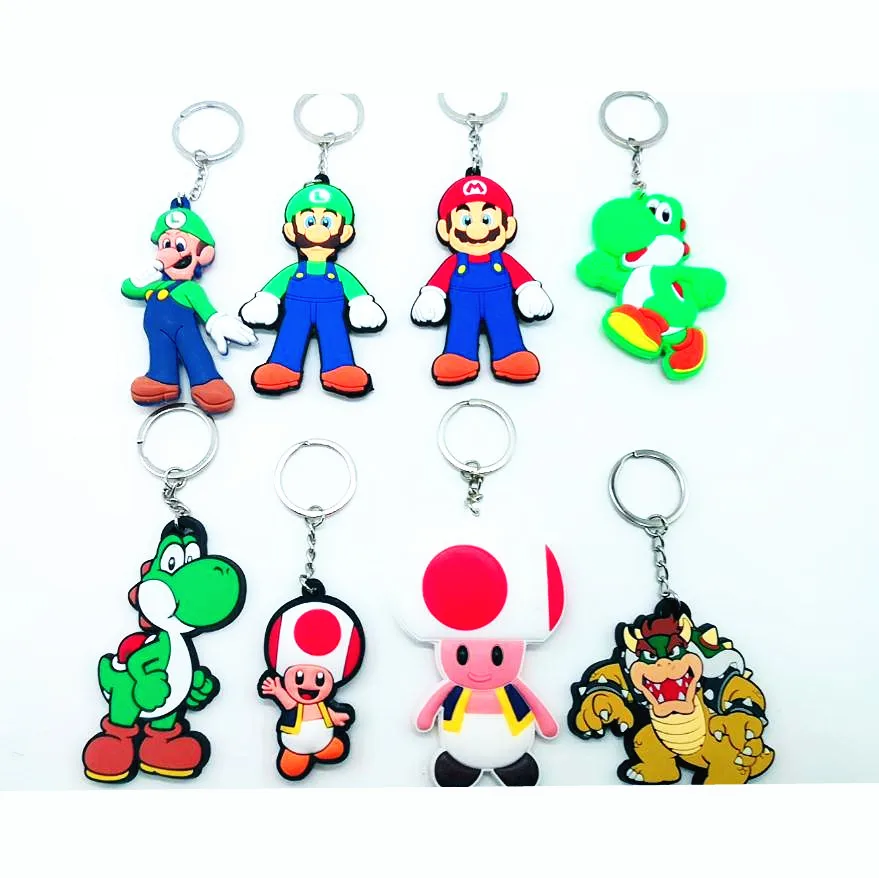 Игра Super Mario Bros ПВХ брелок Луиджи Марио Персик Принцесса Боузер Мультфильм фигурки брелок для мужчин ребенок llaveros hombre брелок
