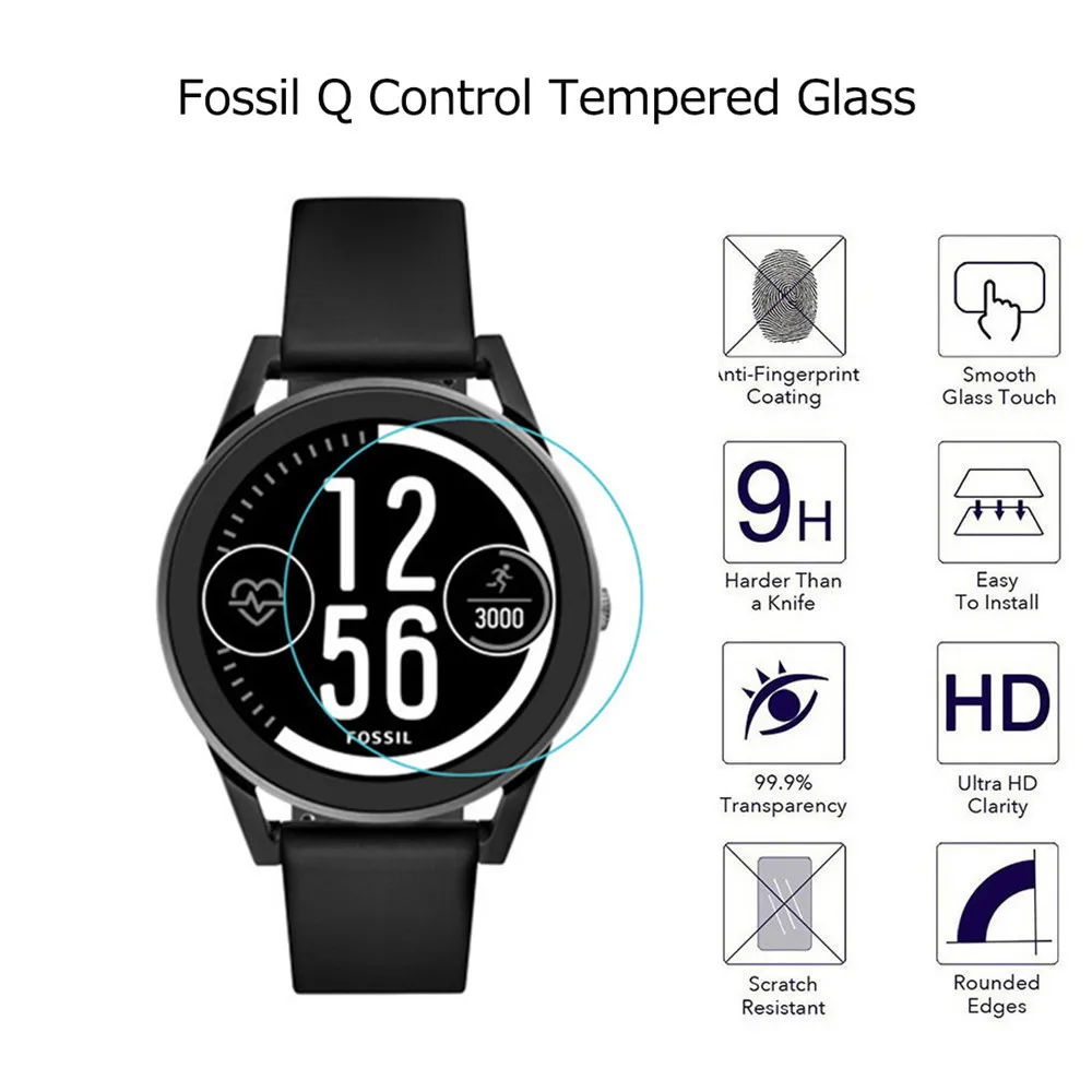 Полноэкранная Защитная пленка для часов Fossil Q Control из закаленного стекла с