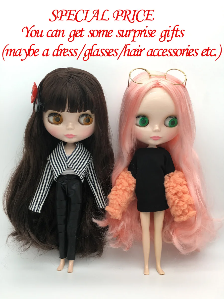 Special price BJD joint T1-8 DIY Nude Blyth doll birthday gift for girl 4 colour big eyes dolls with beautiful Hair cute toy