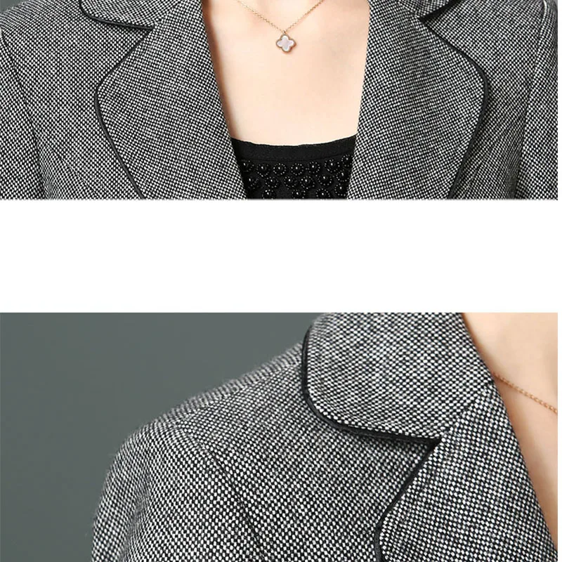 

New 2019 autumn winter wool thin blazers women elegant slim short jacket woolen outerwear plus size L - XXXXL