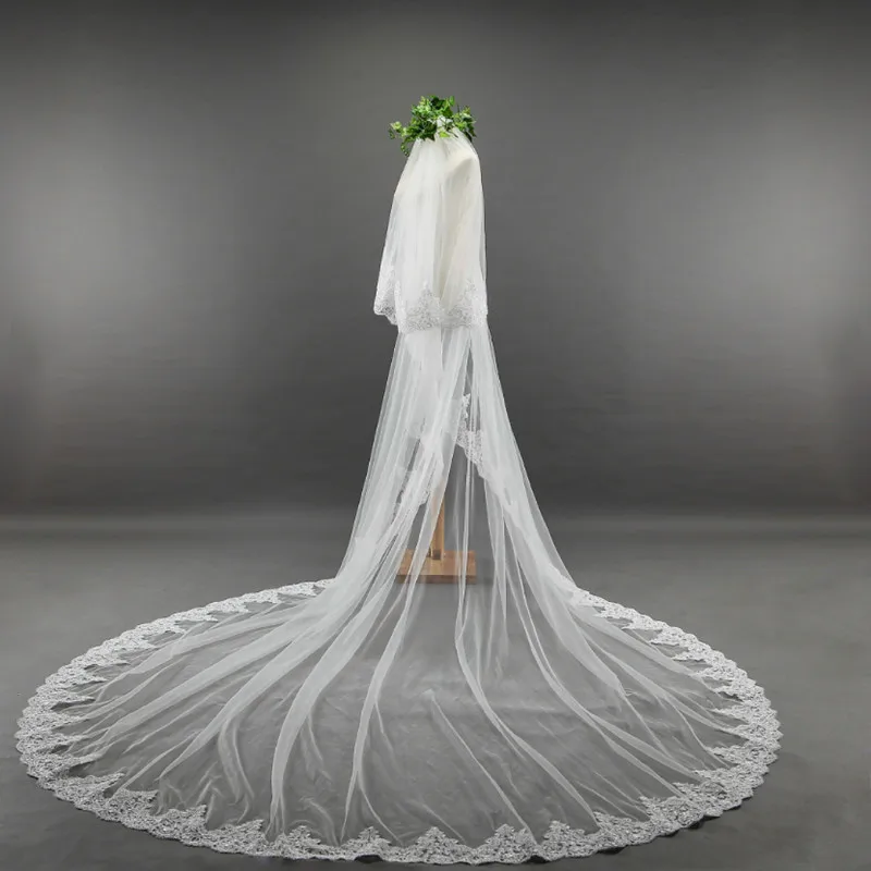 Tidetell Wedding Veils Tulle 3.5 Meter Length Lace Edge Simple Appliques Free Shipping Cheap Bridal New Veil With Comb | Свадьбы и