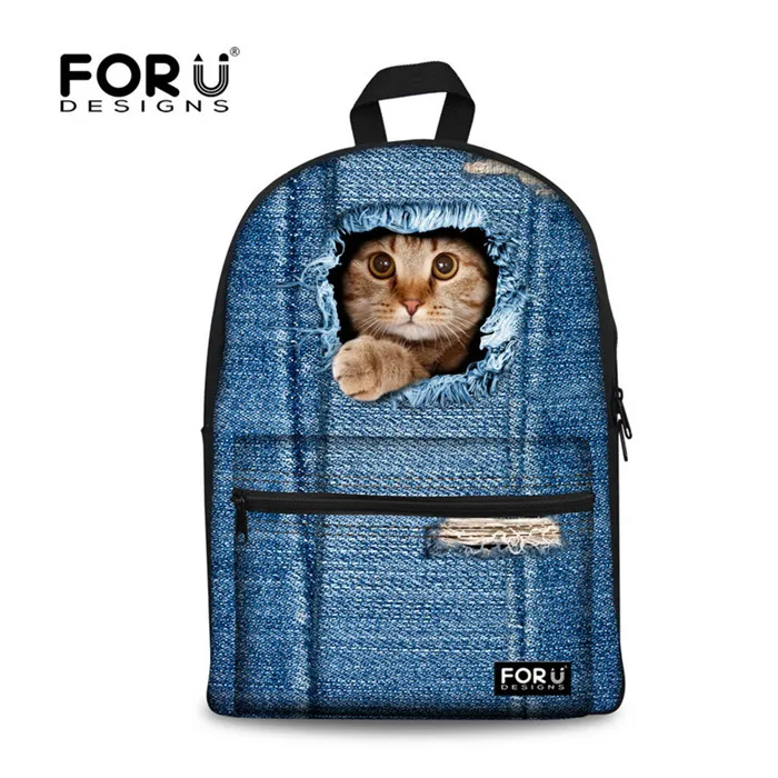 C3304J FORUDESIGNS рюкзак рюкзаки для девочек подростков,Милые Дети Кошка Печати Рюкзак 3D Животных Хлопок Рюкзак для Детей Случайных Подростков Девушки Bookbag Леди Женщины Путешествия Backbag - Цвет: C3304J