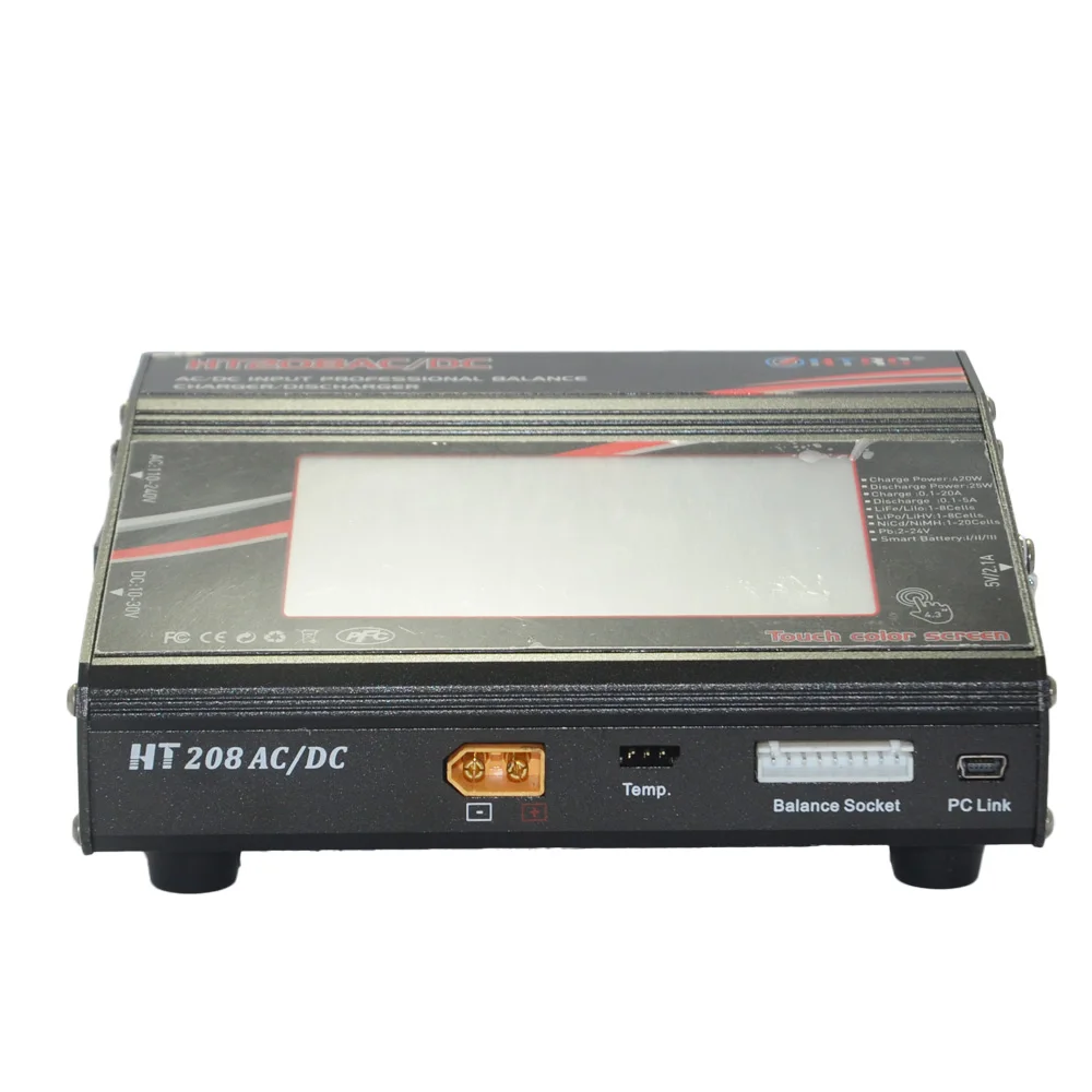 HTRC HT208 баланс ChargerAC/DC 4," цветной сенсорный ЖК-экран 420 Вт 20A RC батарея разрядник для 1-8s Lilon/LiPo/LiFe/LiHV батарея