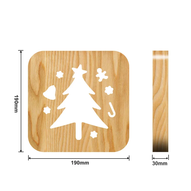 Christmas Tree USB Table Lamp Creative Wooden Night Solid Wood Carving Gift Children's Room Toys | Освещение