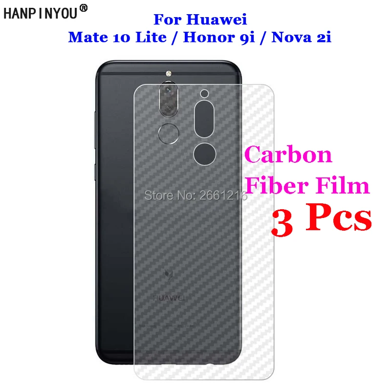 3 шт. для Huawei Mate 10 Lite/Honor 9i/Nova 2i 3D нескользящий черный углерод волокно задняя пленка протектор экрана Защитная Наклейка