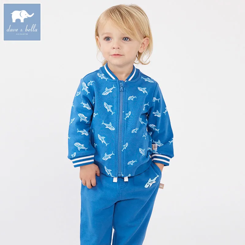 DBZ7246 dave bella spring baby boys blue clothing sets toddler children suit high quality outfits Clothing Suits |