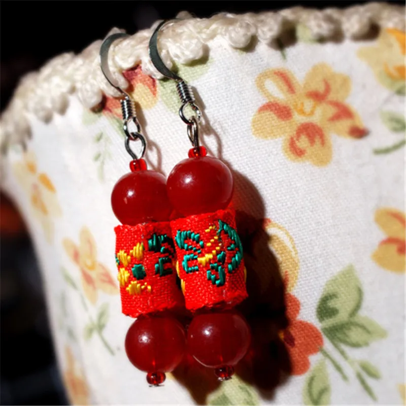 Бесплатная доставка женские серьги Новое поступление сделай сам красная ткань