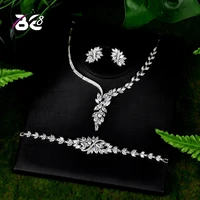 be 8 fashion leaf shape wedding jewelry sets charm white necklace earrings bracelet set bridal jewelry set women accessoriess108