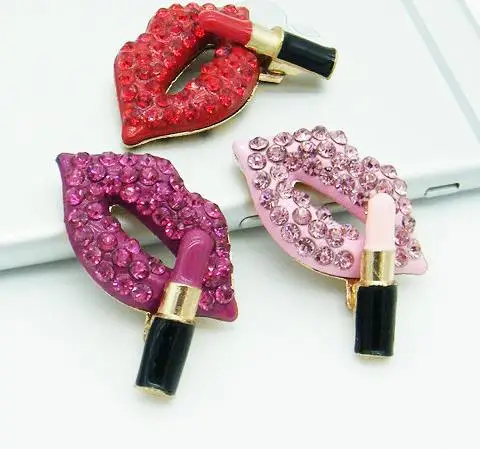 as shown Корень 3 шт./упак. сексуальный рот губы Стразы компоненты ювелирных изделий DIY чехол для телефона дизайн - Окраска металла: as shown