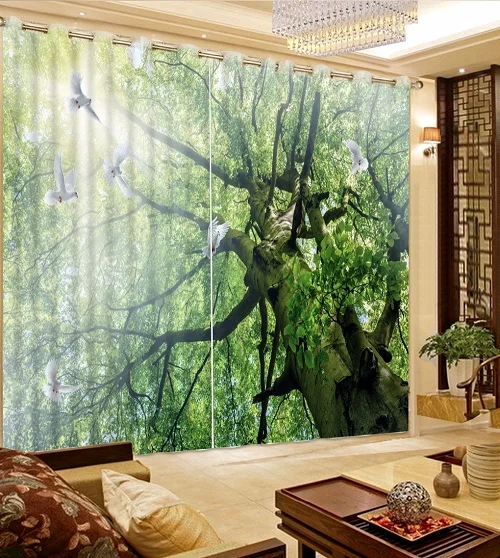 3D Curtain Модные индивидуальные 3D занавески для гостиной затемненные занавески для ванной 3D оконные занавески серые ветви украшения гобелен - Цвет: 3D Curtain