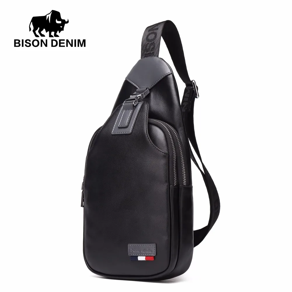 Мужская сумка мессенджер BISON DENIM из натуральной кожи через плечо на каждый