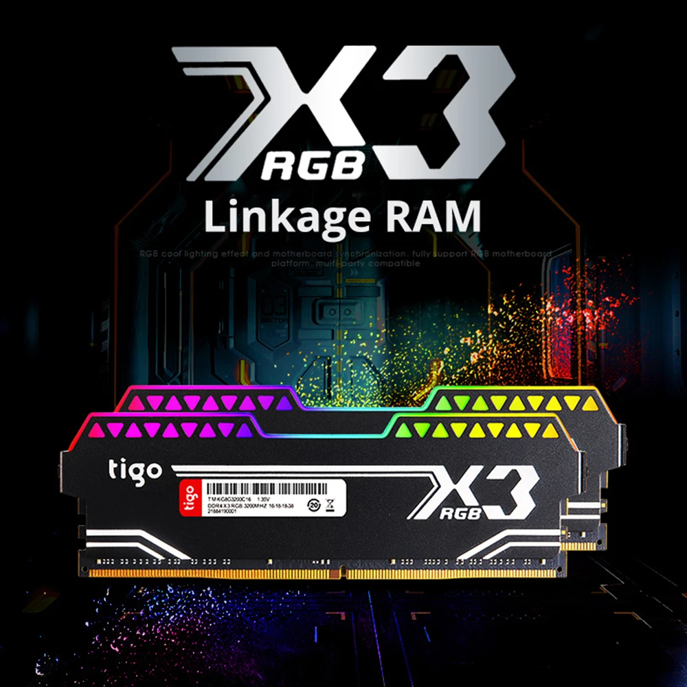 Игровая память Tigo RAM 8GB ddr4 RGB LED Light PC DDR4 3200 MHz для настольных ПК XMP 2 0 Overclock Memoria X3