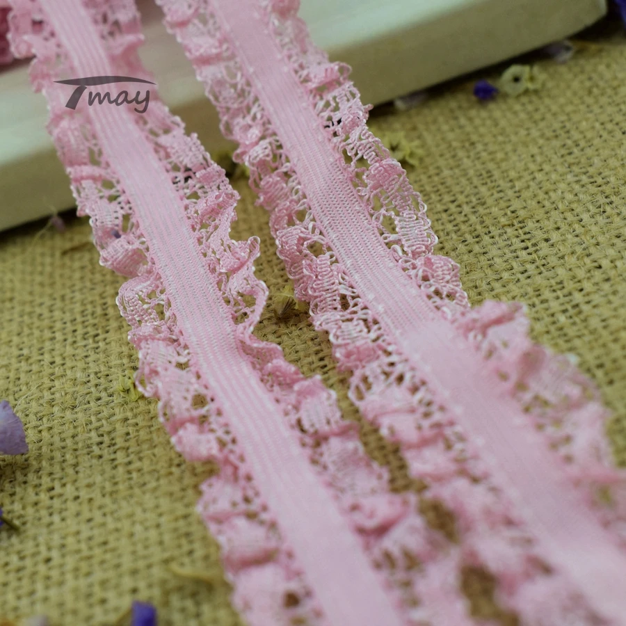 #1419 симпатичная эластичная кружевная отделка 4 ярдов/партия DIY Двусторонняя