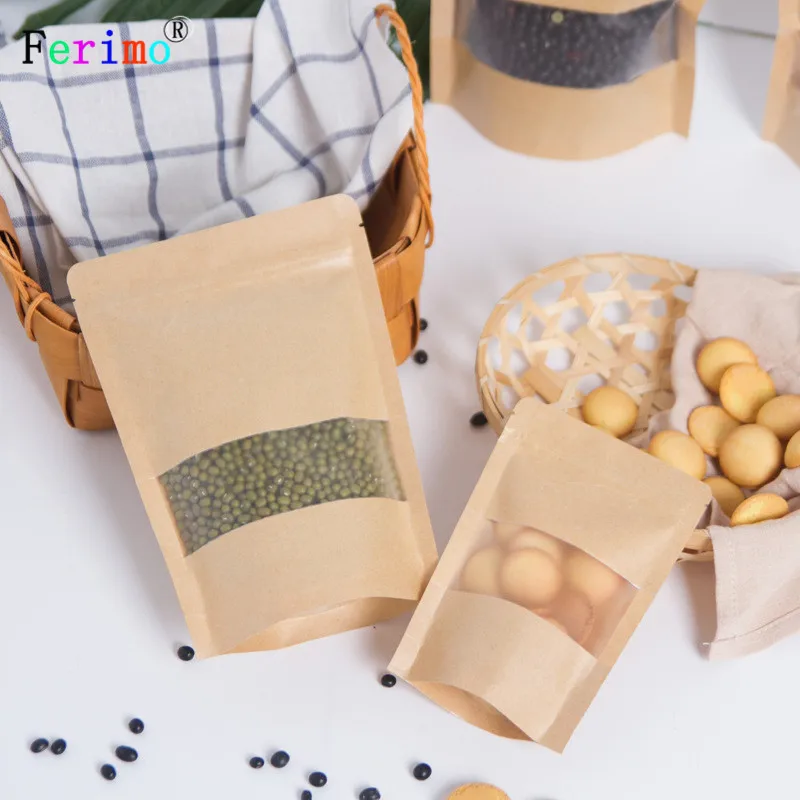 

free shipping 100pcs Fenestrate cowhide paper bag 17*24cm tea storage bag food gift wrapping bag dry fruit bag