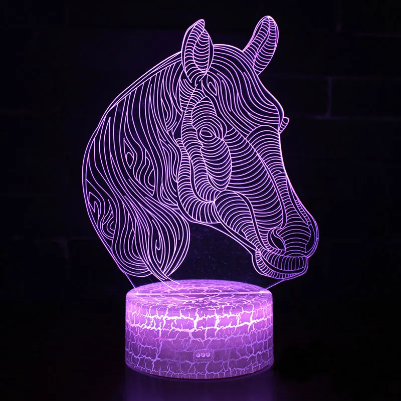 

Horse head theme 3D Lamp LED night light 7 Color Change Touch Mood Lamp Christmas present Dropshippping