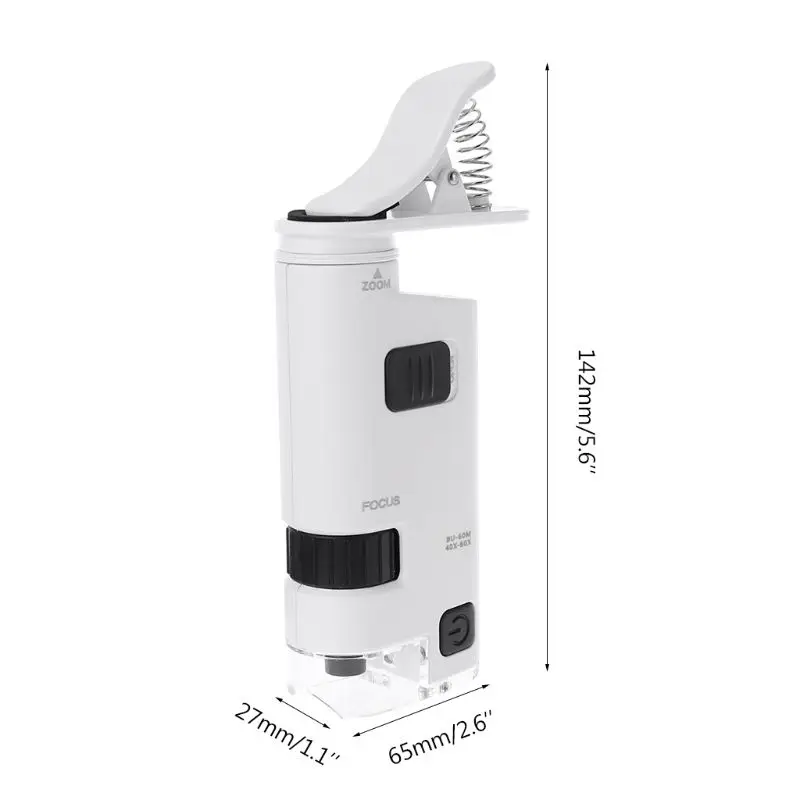 40-60X Microscope With Phone Clip LED Lamp Magnifier Loupe Textile Microscopes | Инструменты