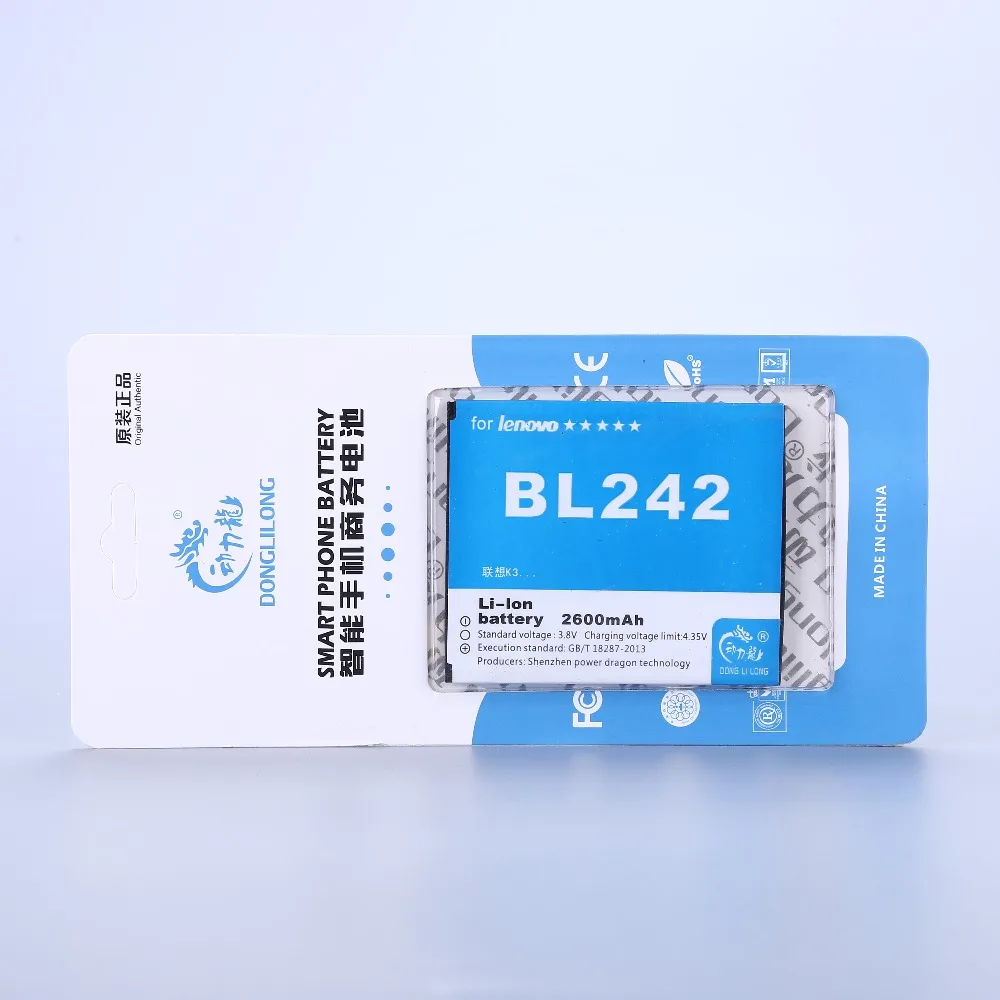 Аккумулятор для мобильного телефона DLL 2600 мАч BL242 BL 242 Lenovo A6000 A3860 A3580 A3900 LeMeng K30-T A6010