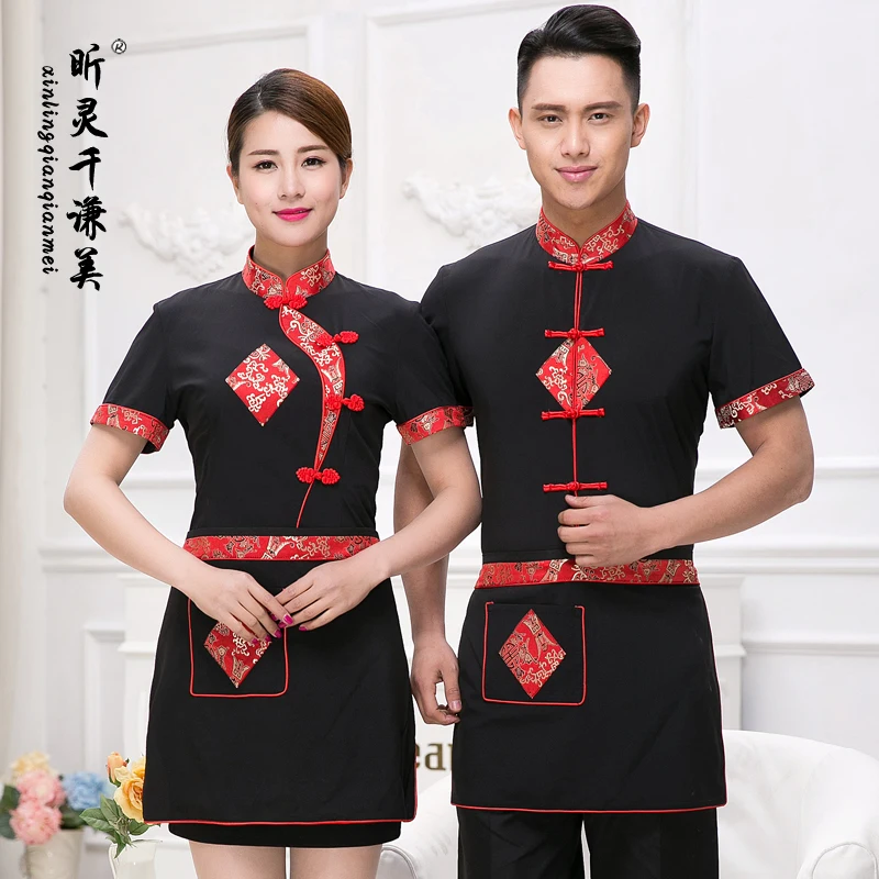 Женский комбинезон с коротким рукавом для работы в отеле J074|waiter clothes|restaurant
