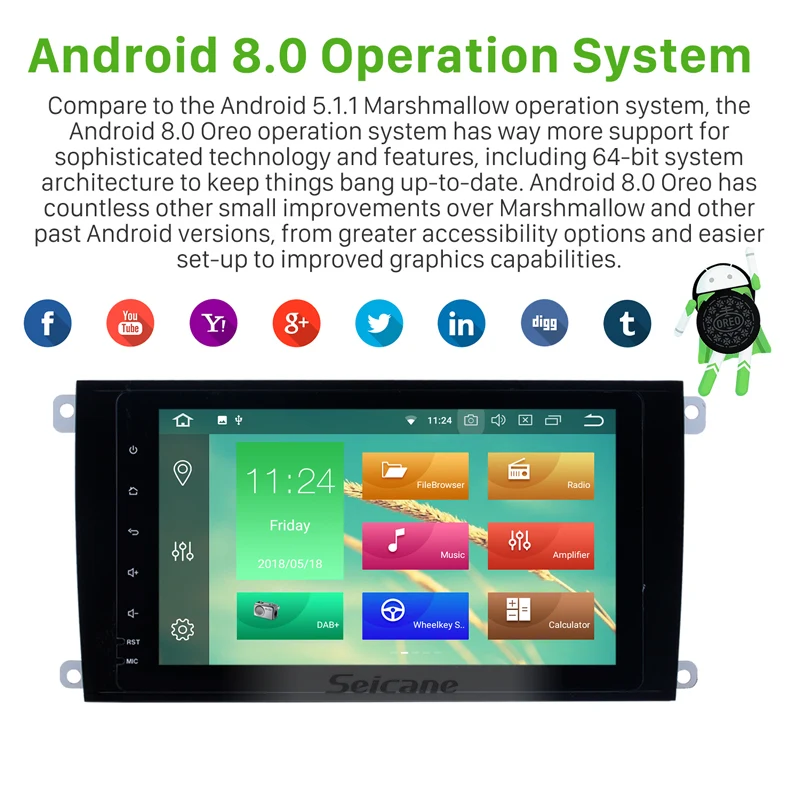 Seicane GPS 2Din Navi Android9.0 стерео HD 8 &quotавтомобильное радио для Porsche cayenne 2003-2011