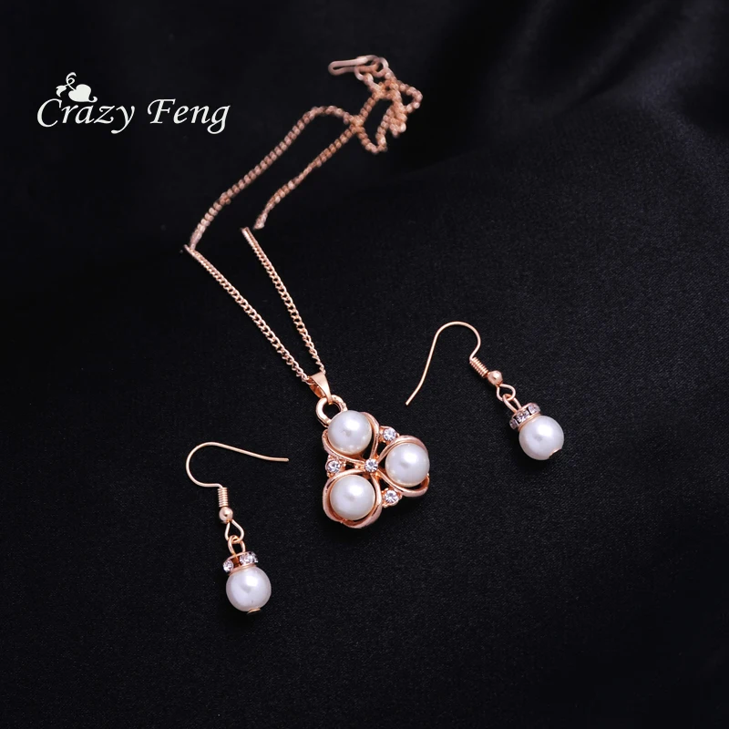 Серьги подвески в форме цветов набор ювелирных изделий золотого цвета ожерелье