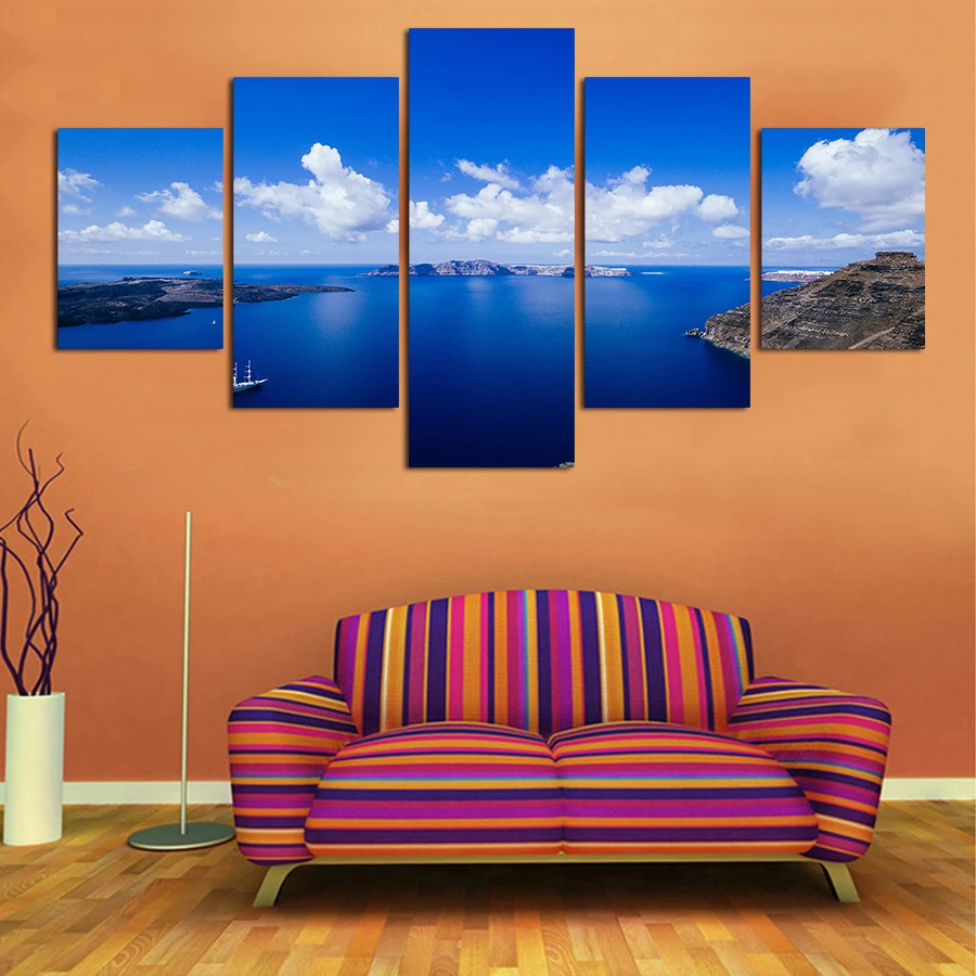5PCS Home Decor Canvas Wall Art Painting Sea Scenery Picture Print On For The House | Дом и сад