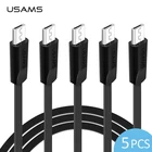 5 шт.лот Кабель Microusb, USAMS кабель для синхронизации данных Micro USB кабель для Samsung xiaomi Huawei Android мобильный телефон 5 usb шнур