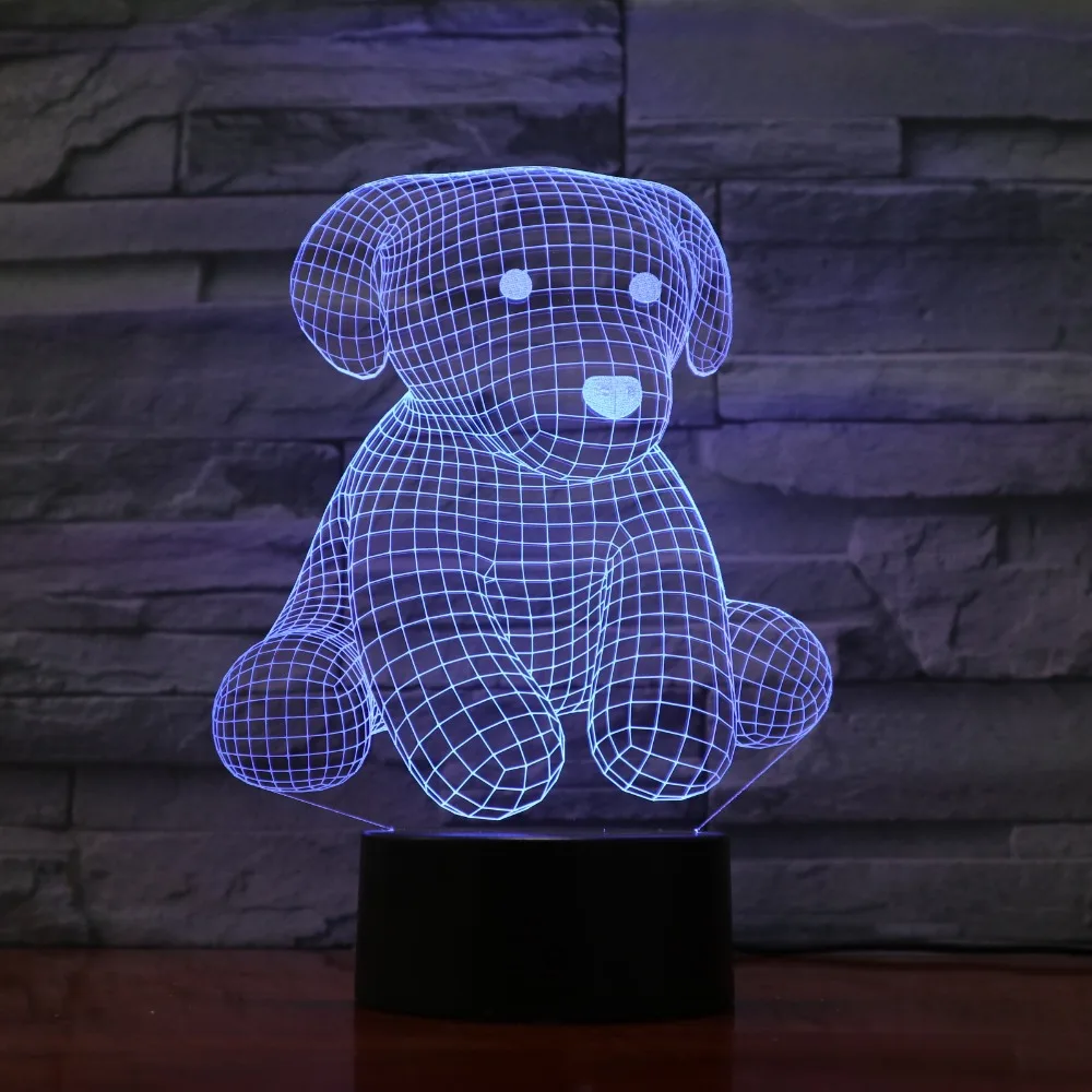 Мультяшный милый медведь ночник 3D USB сенсорный переключатель Акриловые 7 цветов