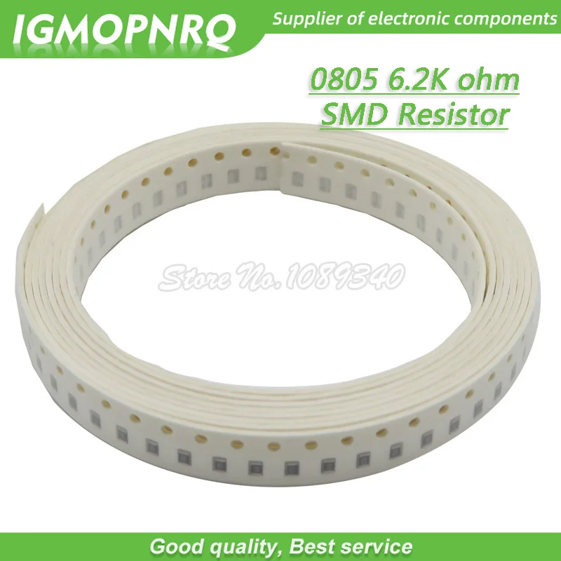 

300pcs 0805 SMD Resistor 6.2K ohm Chip Resistor 1/8W 6.2K 6K2 ohms 0805-6.2K