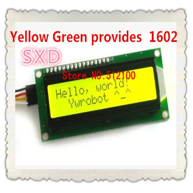 ЖК модуль IIC/I2C 1602 с зеленым желтым экраном в комплект входят файлы библиотеки 5