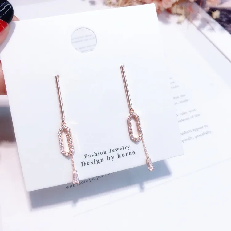 2018 популярные корейские темпераментные Стразы длинные серьги для женщин простые