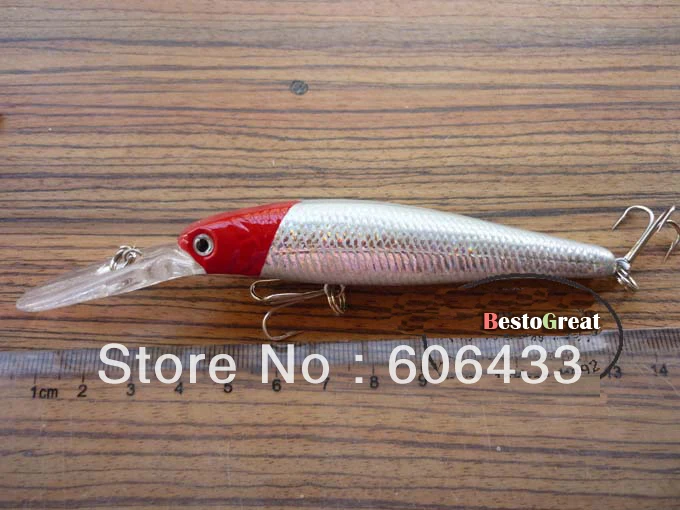 10 шт./лот рыболовная приманка с красной головкой тройным крючком 14 см 15 г | Спорт и