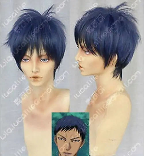 Парик Куроко Баскетбол Aomine Daiki Короткий синий черный постепенная смена косплей парик