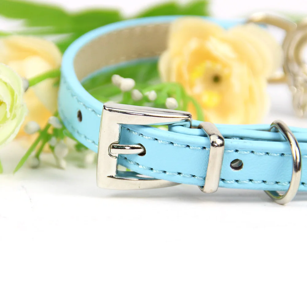 Personalized Leather Small Dog Collar Cute Bow pattern decoration Puppy Strap Cat Necklace Kitten Collars Dccessorie XXS/XS | Дом и сад