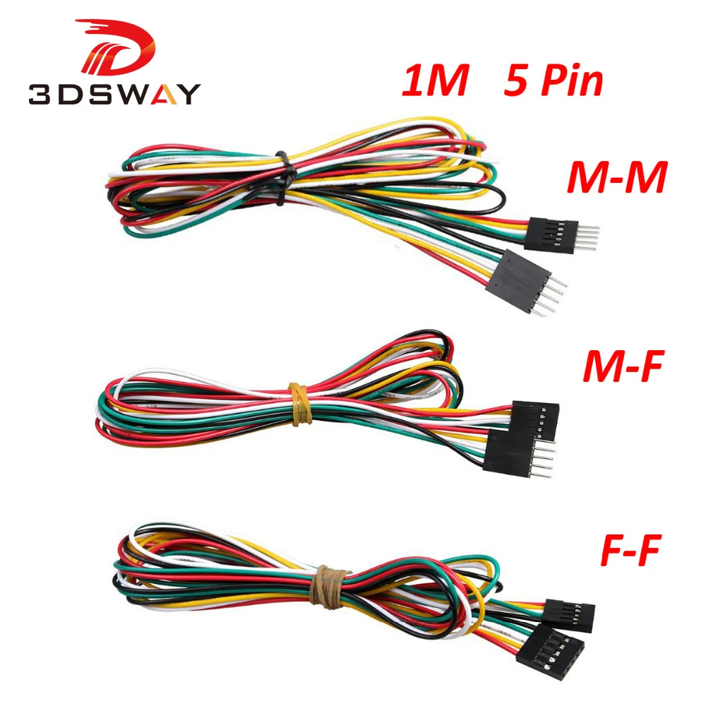 3DSWAY 10 шт./лот 5pin 100 см M F 2 54 мм кабель DuPont Джемпер провода для электронных DIY