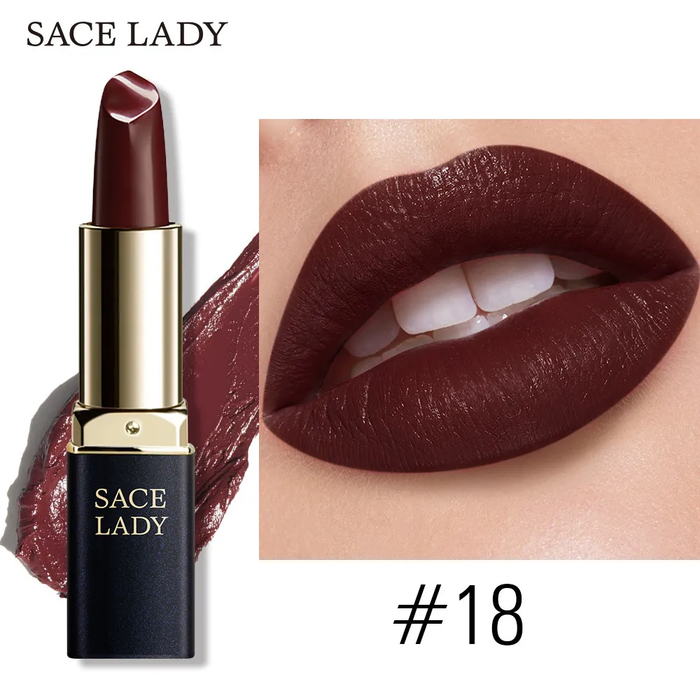 18 SACE LADY 18 цветов Шелковистые матовые Помада Макияж Водонепроницаемый телесный бархатная губная помада макияж Гладкая Высокая пигментированная текстура косметика - Цвет: 18
