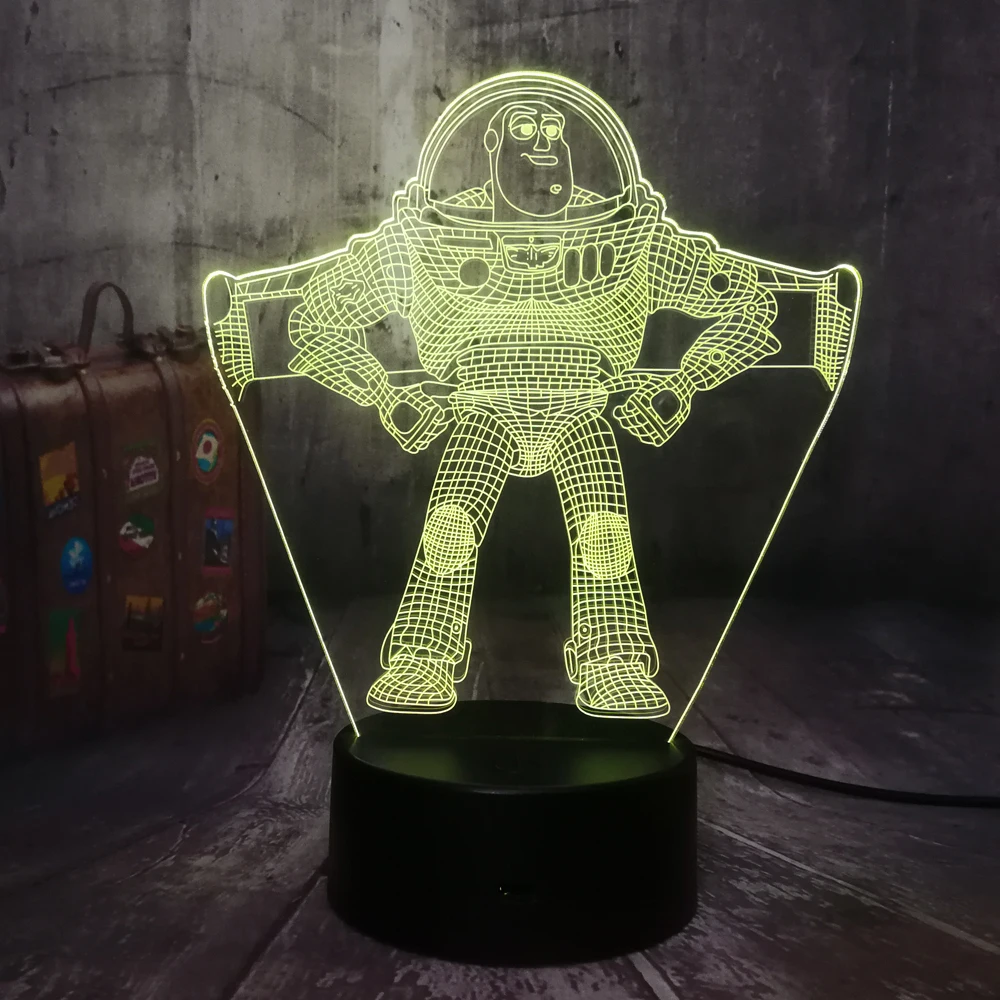 Новый светильник Buzz Toy Story 3D светодиодный ночник настольная лампа RGB 7 цветов