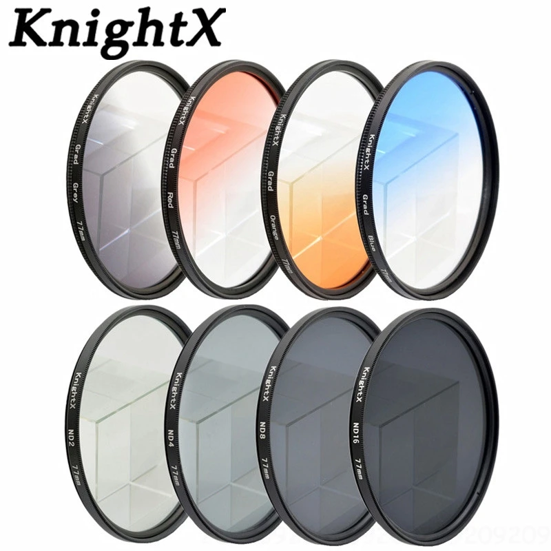 KnightX 52 мм 58 мм 67 мм ND набор фильтров ND2 ND4 ND8 набор УФ-фильтров с нейтральной плотностью для Nikon 5D 6D 7D 100D D7200 D5200 D3200 D3100 D70 D80 d700 t6