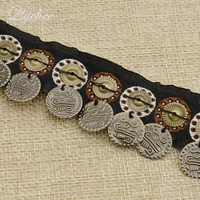 vintage woven tassel trim bohemian ribbon coins shape pendant strap ethnic clothes sewing decor accessories