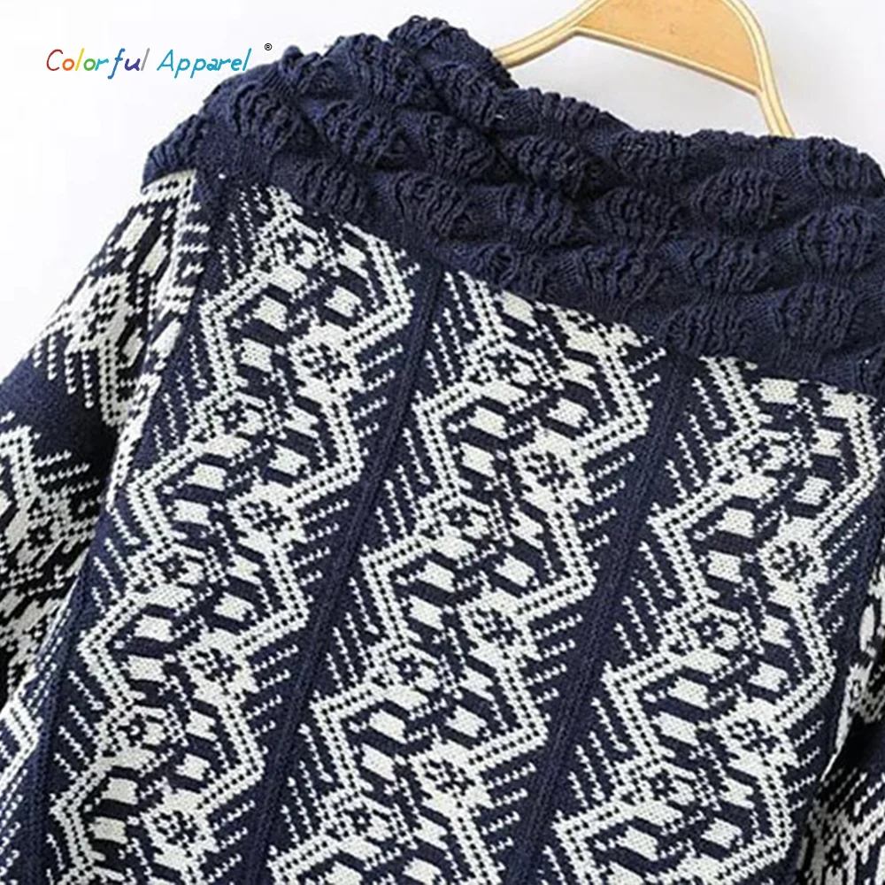 CA осенне-зимней моды ретро геометрический узор свитер кардиганы кабо пальто