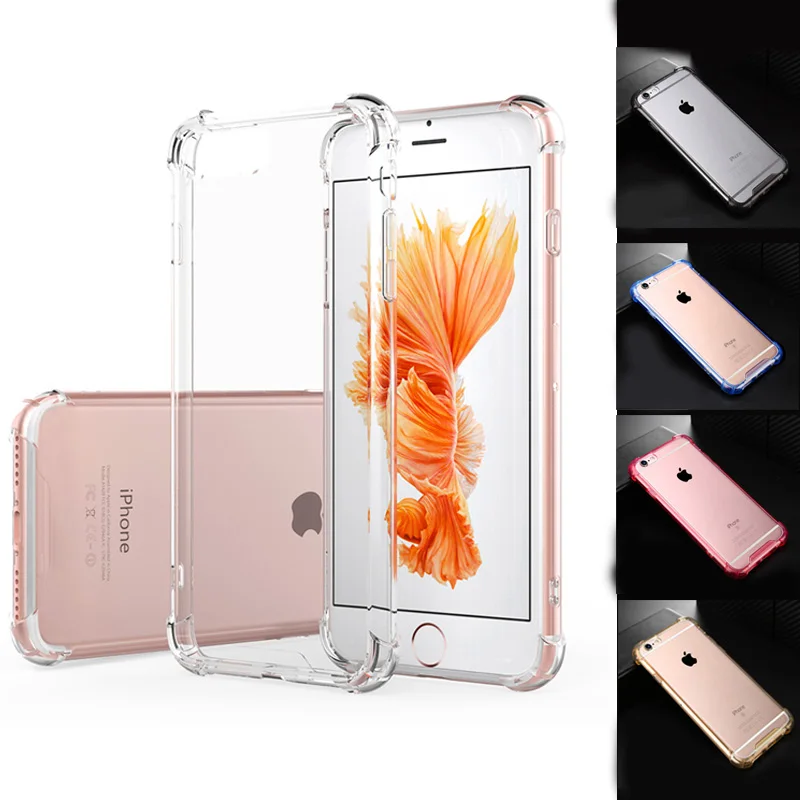 Супер Противоударный прозрачный мягкий чехол для iPhone 7 iphone 6X8 6S Plus силиконовый
