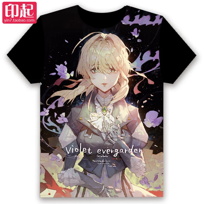 

Anime T-shirt Violet Evergarden Cosplay short-sleeved round neck men women summer Full-color T-shirt