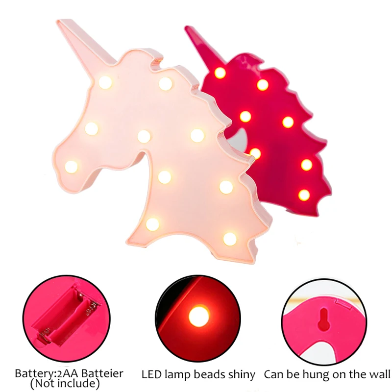 Прекрасный единорог голова животное LED 3D свет ночник дети подарок игрушки для