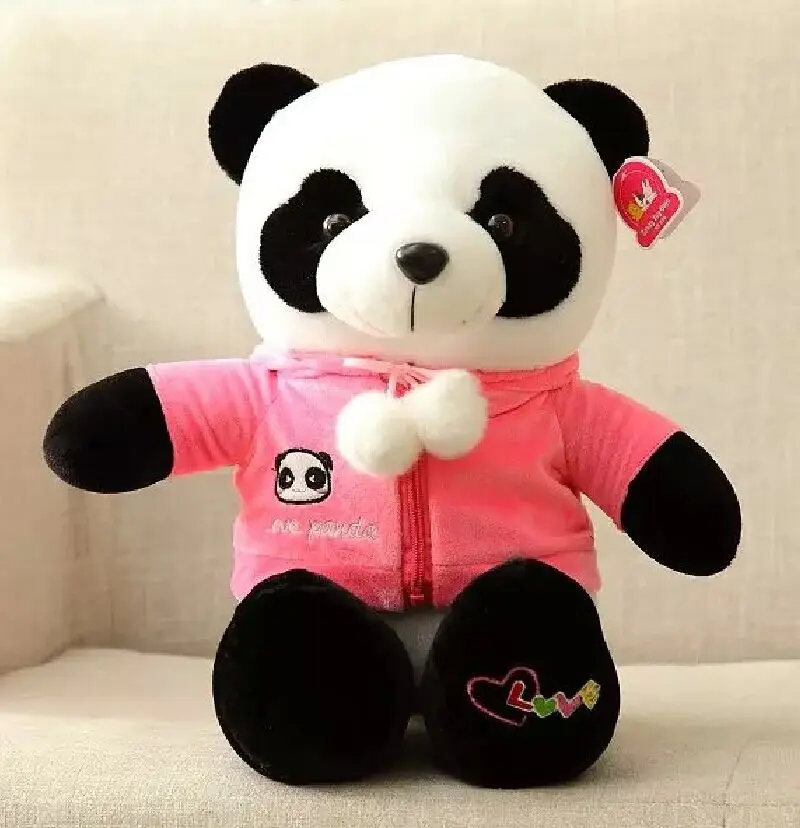 

Free Shipping 40cm Size Panda With Coat Plush Toy Panda Soft Stuffed Toy Kids Gift Christmas Gift NEW 1 PC