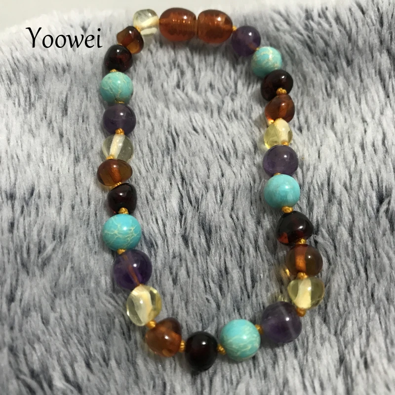 Yoowei натуральный браслет/ожерелье бирюзовый Аметист самодельные драгоценные