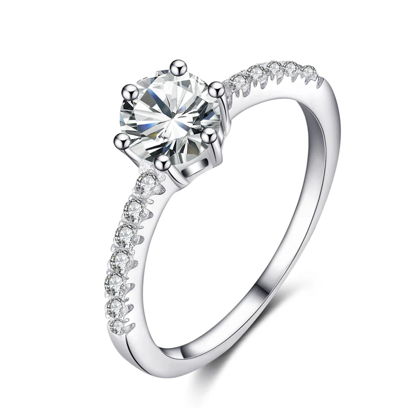 Стерлинговое Серебро, 0.5ct, лабораторный алмаз, муассаниты, 6 Зубцов, обручальное кольцо, хорошее Золотое ювелирное изделие для женщин, DF цвет VVS1