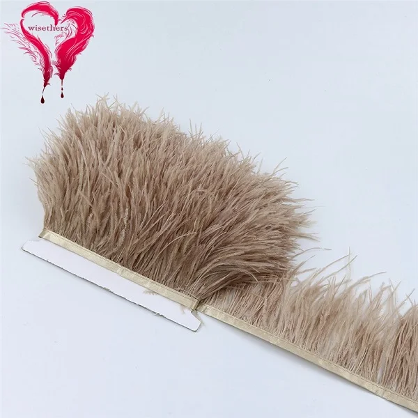 Light Brown 30 цветов, ширина 1 метр, 8-10 см, милые мягкие крашеные пуховые цветные натуральные страусиные перья, бахрома, отделка для шитья обуви - Цвет: Light Brown