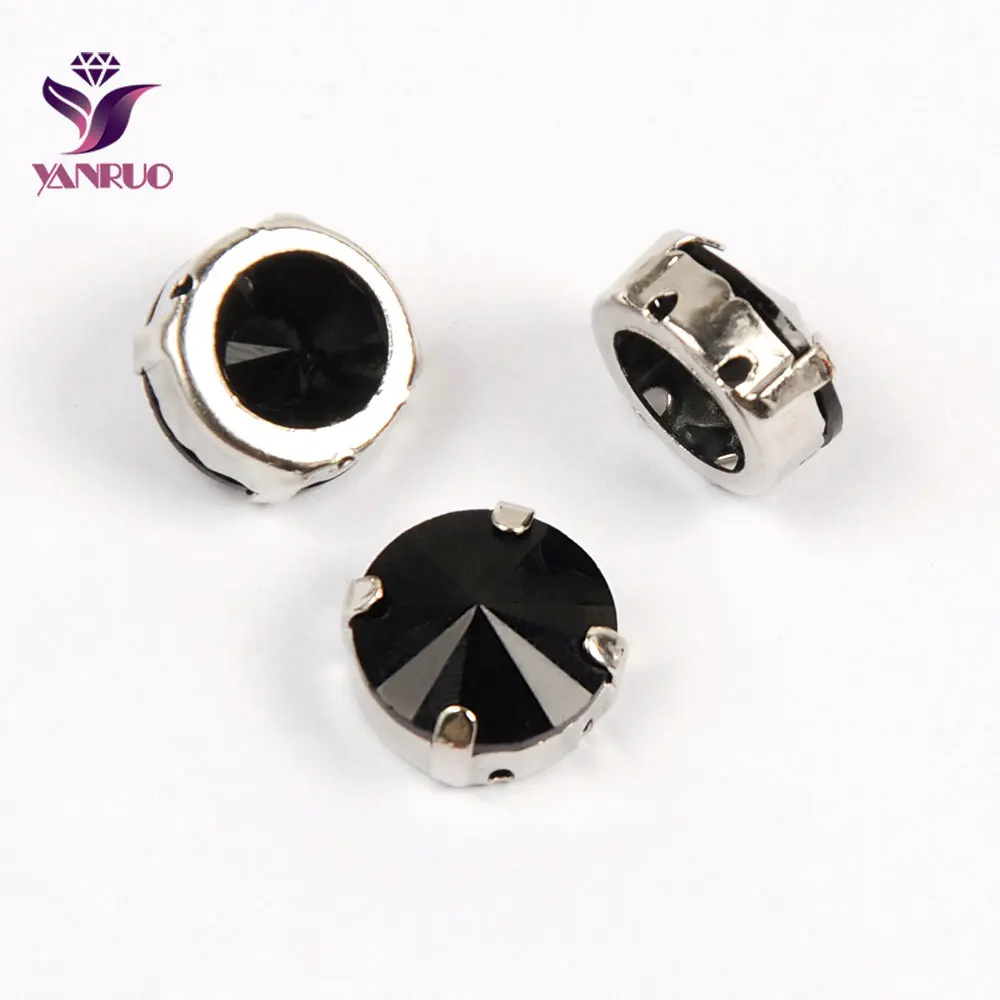 Jet Silver YANRUO 1122 модные Rivoli Камни коготь Установка Стразы Pointack Алмазный страз одежда для шитья искусство рукоделие - Цвет: Jet Silver