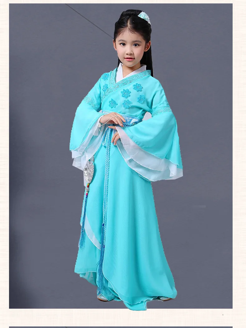 Древний китайский костюм Hanfu tang платье династии для женщин костюмы для детей традиционный танец Дети девушки косплей народный