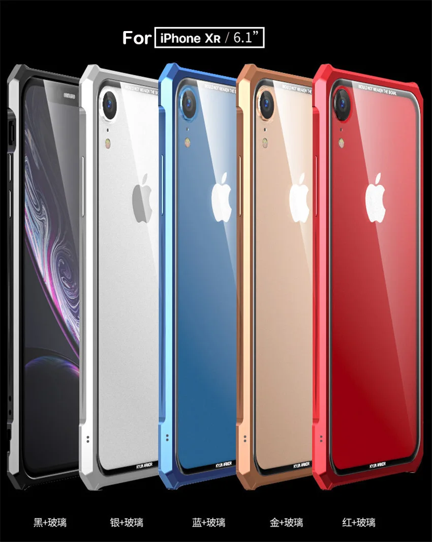 Алюминиевый металлический бампер+ чехол из закаленного стекла для iPhone XR XS Max роскошный противоударный чехол для iPhone XS XR